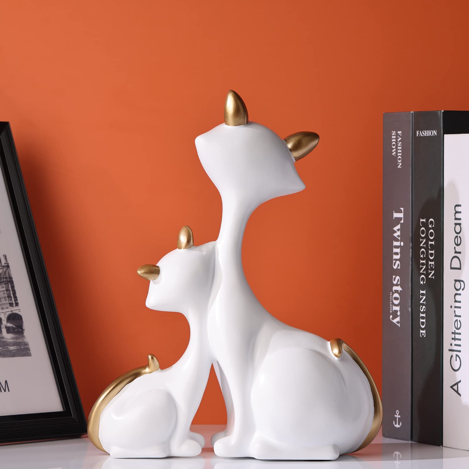 Amazon.co.jp: ホワイトゴールド猫の置物 コレクター収集品 母子猫の